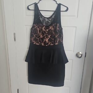 Chic Black and Pink Lace Mini Dress